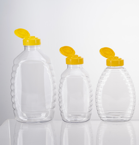 MAYSURE PET Materials 380ml 12OZ Pot en plastique transparent pour la cuisine Pot à presser pour sauce au miel avec bouchon en plastique - Product Image 1