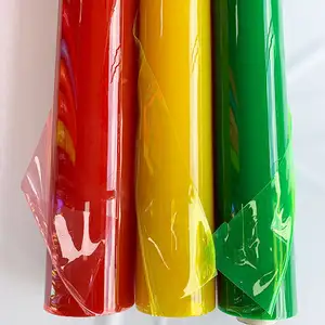 Op Maat Gemaakt Pvc Transparant Materiaal Pvc Plastic Vel Huisdier Zacht Rubber Roll Kleur Transparante Hologram Regenboog Film