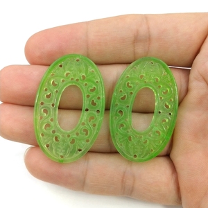 Natural Gemstone Slice Pendants Green <strong>Jade</strong> Quartz Geometric Charms <strong>Carved</strong> Crystal <strong>Jewelry</strong> for DIY Women Necklace Earrings Making - Product Image 5