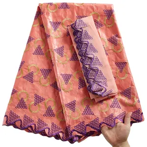 2304新到货巴赞面料瑞士Voile蕾丝面料非洲刺绣棉布纺织材料连衣裙