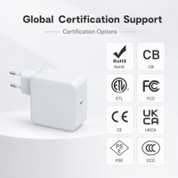Cargador de Pared GaN PD de 100W, Adaptador de Corriente USB-C de un Solo Puerto, Enchufe Fijo Estadounidense, Carga Rápida para Dispositivos Electrónicos de Consumo