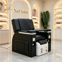 Fauteuil de pédicure noir moderne, mobilier de salon de luxe, fauteuil de spa pour les pieds, fauteuil inclinable pour manucure avec bain à remous