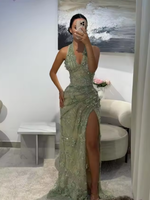 Robe de soirée de luxe rose à fleurs, style sirène, pour l'Arabie Saoudite, Nouvel An, Noël, Saint-Valentin, anniversaire, personnalisable