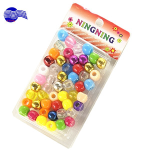 Kit de perles de <span class=keywords><strong>cheveux</strong></span> Accessoires pour <span class=keywords><strong>cheveux</strong></span>, différentes couleurs 9mm 35 pièces/boîte, perles à gros trous utilisées pour les tresses Perles en plastique - Product Image 1