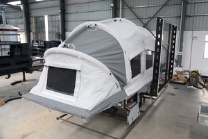 Folding Camper Trailer with <b>Expandable</b> Tent Outdoor Kitchen Sleeping Area Lightweight for Camping Travel Adventure - Product Image 5