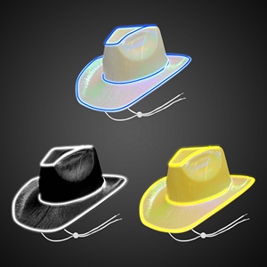 LED Neon Light-Up cappello da Cowboy scintillante spazio Cowgirl Dress-Up per festival materiale plastico Halloween New Year Party - Product Image 3