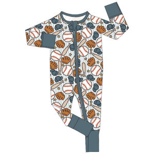 خريف شتاء كم طويل رومبير مخصص طباعة طفل قطعة واحدة بيجامة صبي فتاة أضعاف فوق النوم ارتداء قدم بذلة - Product Image 6