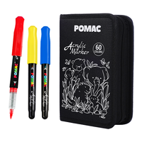POMAC 60 couleurs, marqueurs acryliques liquides directs, étui en toile, assortiment complet Acuarela Aquarell, stylos de peinture, kit de studio