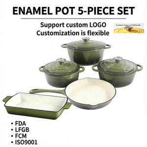 Cast Iron <strong>Cookware</strong> <strong>Set</strong> 5pcs Oven Safe <strong>Kitchenware</strong> Skillet Pots and Pans <strong>Cookwares</strong> <strong>Set</strong> Induction Gas Stove Cooking Pot <strong>Set</strong> - Product Image 1