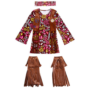 Disfraz de discoteca hippie de Halloween para mujer de los años 60 y 70, disfraz de fiesta con estampado de flores para chico, <span class=keywords><strong>ropa</strong></span> para niños - Product Image 2