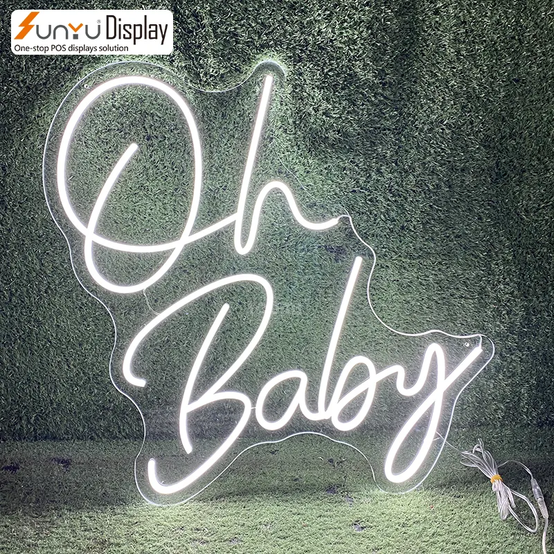Sunyu tampilan kustom pesta oh bayi LED diiklankan tanda neon