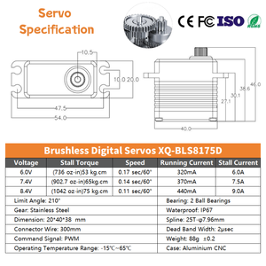 Servo Digital XQ-Power de 75 kg HV, Impermeable, con Motor sin Escobillas PWM, para Monster Truck - Product Image 4