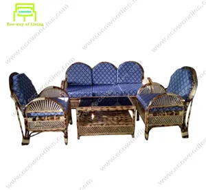 2024 Vintage 5-zits Houten Woonkamer Sofa Set Met Tafel Blauw Kussen Bankhoes Set Bed Cum Moderne Bank Ontwerpen Beste Prijs