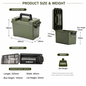 Scatola per Munizioni Personalizzabile per Caccia e Sport all'Aperto, OEM, Impermeabile, Antiurto, in Plastica, Rigida, per Trasporto Proiettili e Conservazione Attrezzi - Product Image 3