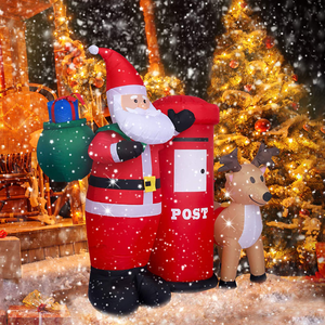 Customizable 6Ft Light-Blow up Inflatable <strong>Christmas</strong> Scene Santa Claus and Reindeer with <strong>Postbox</strong> Factory Wholesale - Product Image 5