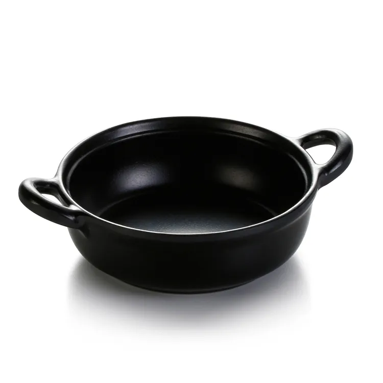 Wholesale matte black 100% melamine soup bowl with handle