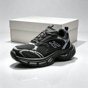 Zapatillas Deportivas Unisex Negras con Plataforma, Transpirables, con Suela Gruesa, que Aumentan la Altura, Casuales, para Caminar - Product Image 1