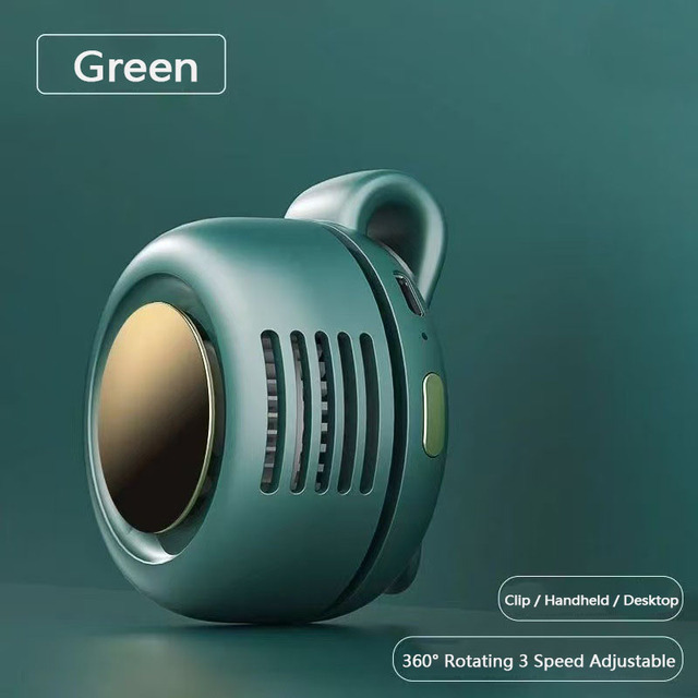 Portable Silent Mini Bladeless USB Electric Fan with Touch Control and 3000mAh Battery-Hands-Free Outdoor Travel Office Use