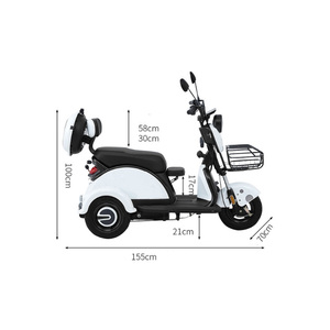 Tricycle électrique rose pour adultes avec panier avant et dossier, scooter à trois roues à carrosserie ouverte - Product Image 2