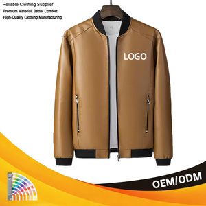 Veste en Cuir Décontractée Homme Personnalisée en Usine, Confortable, <span class=keywords><strong>Bon</strong></span> <span class=keywords><strong>Prix</strong></span>, Coupe-Vent, Col Montant - Product Image 1