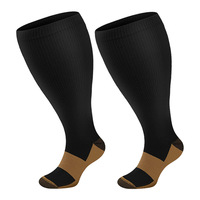 Chaussettes de compression grande taille à mollet large, très extensibles, pour hommes et femmes en surpoids