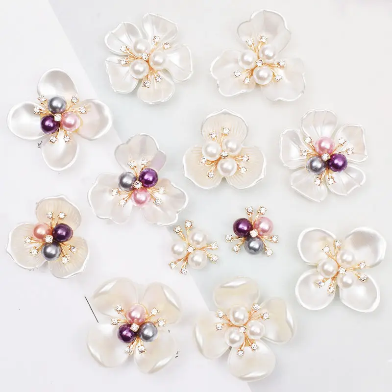 Xinpeng DIY Hair Ornament Wedding Bridal Bouquet Flower Brooch Accessories Faux Shell Pearl Button