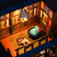Boutique de livres Maisons de poupées en bois et miniatures de maisons de poupées à construire soi-même - Kit de construction de maison de poupée à faire soi-même et ensemble de maison miniature pour l'affichage
