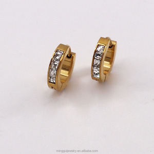 ชุดต่างหูทรงกลมทันสมัยประดับด้วยเซอร์คอนสแตนเลสขนาด 4x10 มม. สำหรับผู้ชายและผู้หญิง - Product Image 2