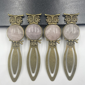 หินธรรมชาติคริสตัลอาเกตวินเทจอัลลอยด์ฝังอัญมณีทำด้วยมือบุ๊คมาร์ค รุ่น 1193 เครื่องเขียน DIY อุปกรณ์การเรียนรู้ - Product Image 6