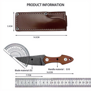 Couteau tactique en acier inoxydable de qualité industrielle à haute dureté avec étui en cuir et manche G10, couteau de survie de poche pour la jungle - Product Image 6