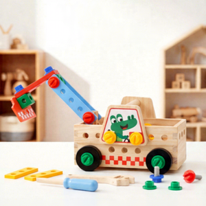Ensemble de jouets en <span class=keywords><strong>bois</strong></span> pour tout-petits, boîte à outils de camion, jouets de construction <span class=keywords><strong>Montessori</strong></span> à démonter, jouet éducatif STEM, atelier de jeu d'imitation - Product Image 3