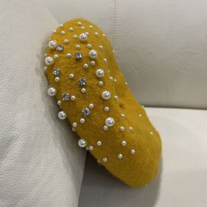 Chapeau de peintre pour adultes et enfants, style petite fragrance, orné de perles et strass, motif mouton, style coréen, pour l'hiver, l'extérieur et la plage - Product Image 5