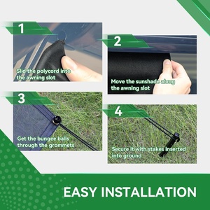 Auvent de protection solaire noir pour camping-car avec fermeture éclair 9' X 17'3\" 600D Oxford Haut & Bas en maille Kit complet pour remorque/camping-car - Product Image 6