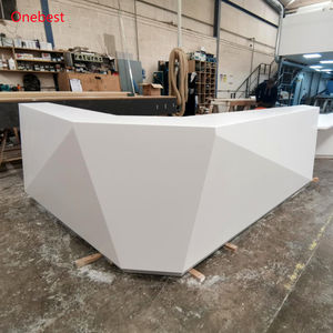 Comptoirs d'accueil et de service en pierre artificielle blanc glacier pour bureaux d'entreprise, gymnases scolaires et studios - Product Image 4