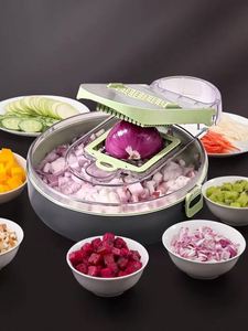 New Design 9-In-1 Multi Functional Dicer Slicer <b>Vegetable</b> <b>Cutter</b> Manual <b>Vegetable</b> Chopper W/ Draining Basket Stainless Steel - Product Image 3
