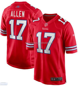 Maillot de football américain à manches courtes pour homme, respirant, avec design brodé des Buffalo Bills # 17 Josh Allen - Product Image 3