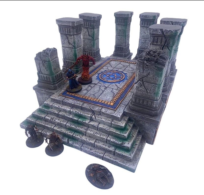 Polyresin/Resin ha distrutto il terreno da tavolo del paesaggio del tempio per la costruzione di miniature Fantasy da 28mm completamente dipinte con dettagli sorprendenti