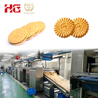 Ligne de production entièrement automatique de biscuits et de snacks avec pétrin et laminoir, capacité de 100 kg à 1500 kg/h, marque HG, 380 V