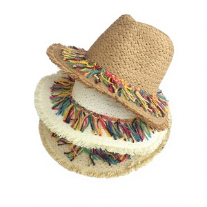 Women's Summer Beach Outdoor Fishing Natural Grass <b>Sombrero</b> Straw Hat 3D Embroidery Fringe Shade Adjustable Head Circumference - Product Image 3