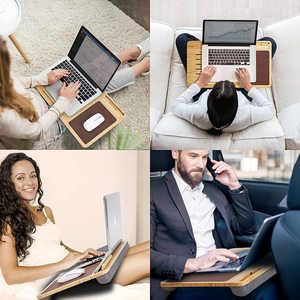 Minjoo Home Hot Selling Foldable Bamboo Laptop Stand PC <strong>Riser</strong> Cushioned Desk <strong>for</strong> <strong>Bed</strong> and Desk Use - Product Image 6