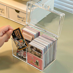 Acrylic <strong>Clear</strong> Kpop Photos Game Sports Trading <strong>Card</strong> Display Case Multifunctional Plastic <strong>Box</strong> with Flip Cover <strong>Card</strong> Storage Holder - Product Image 1