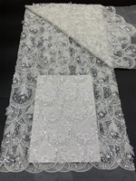 NI.AI Tissu en dentelle nigériane de luxe perlée, maille brodée de sequins, idéal pour robes de mariée et Asoebi pour filles - Grande Vente