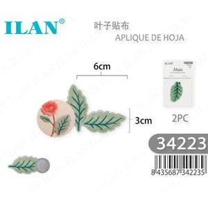 Appliques brodées ILAN en forme de feuille, 6 cm x 3 cm, 2 pièces, pour vêtements, DIY - Product Image 1