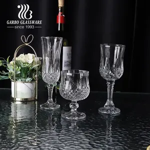 Diamond Design Glass Goblet Shot Stem 9oz 260ml Drinking Glass Cup High Quality Beverage Glass For Wholesale Wine Cup