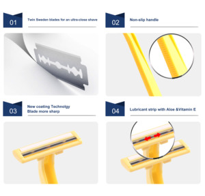 Profession eller Rasierapparat mit zwei Klingen Private Label Einweg körper Schwarzer Rasierapparat - Product Image 3