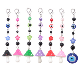 Porte-clés coloré en forme de champignon, pendentif breloque pour sac en résine avec motif œil porte-bonheur, en alliage de zinc portable, Hiver 2024, Origine Yiwu - Product Image 5