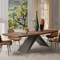 Ensemble de table à manger extensible moderne nordique, rectangulaire, panneau en noyer pour 8 personnes, maison, hôtel, bar, cuisine