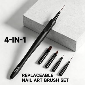 Nouveau design – <span class=keywords><strong>Pinceau</strong></span> interchangeable pour <span class=keywords><strong>nail</strong></span> <span class=keywords><strong>art</strong></span>, noir mat, en nylon, pour liner et peinture, pour outils de manucure - Product Image 3