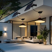 LED solaire pendentif lumières extérieur IP55 étanche intérieur lampe solaire lustre à distance pour jardin Patio chemin cour
