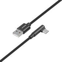 Câble USB 2.0 mâle A vers Type C mâle à angle de 90°, prix usine, OEM, 480 Mbps, coque en aluminium assemblée, câble de synchronisation de données tressé en coton